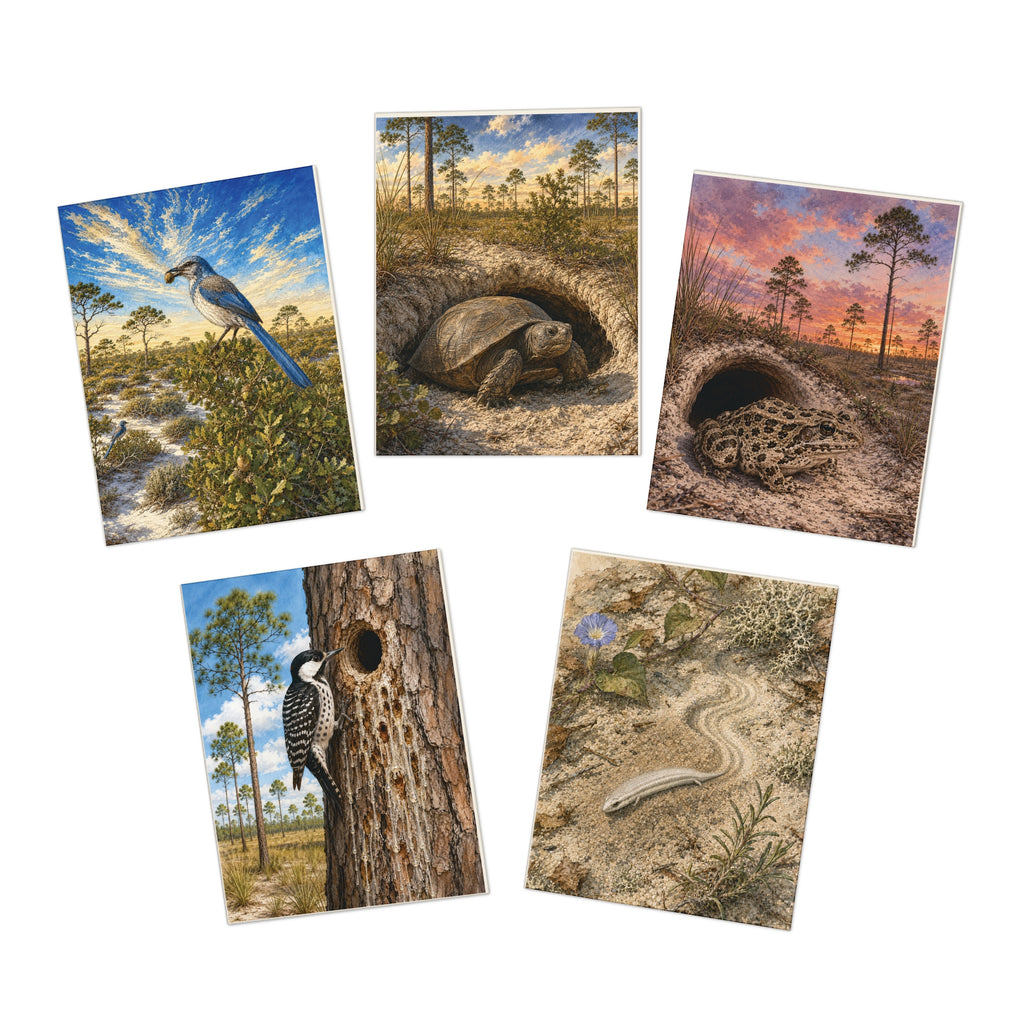 Scrub & Sandhill — Five Florida Wildlife Greeting Cards, Blank Inside