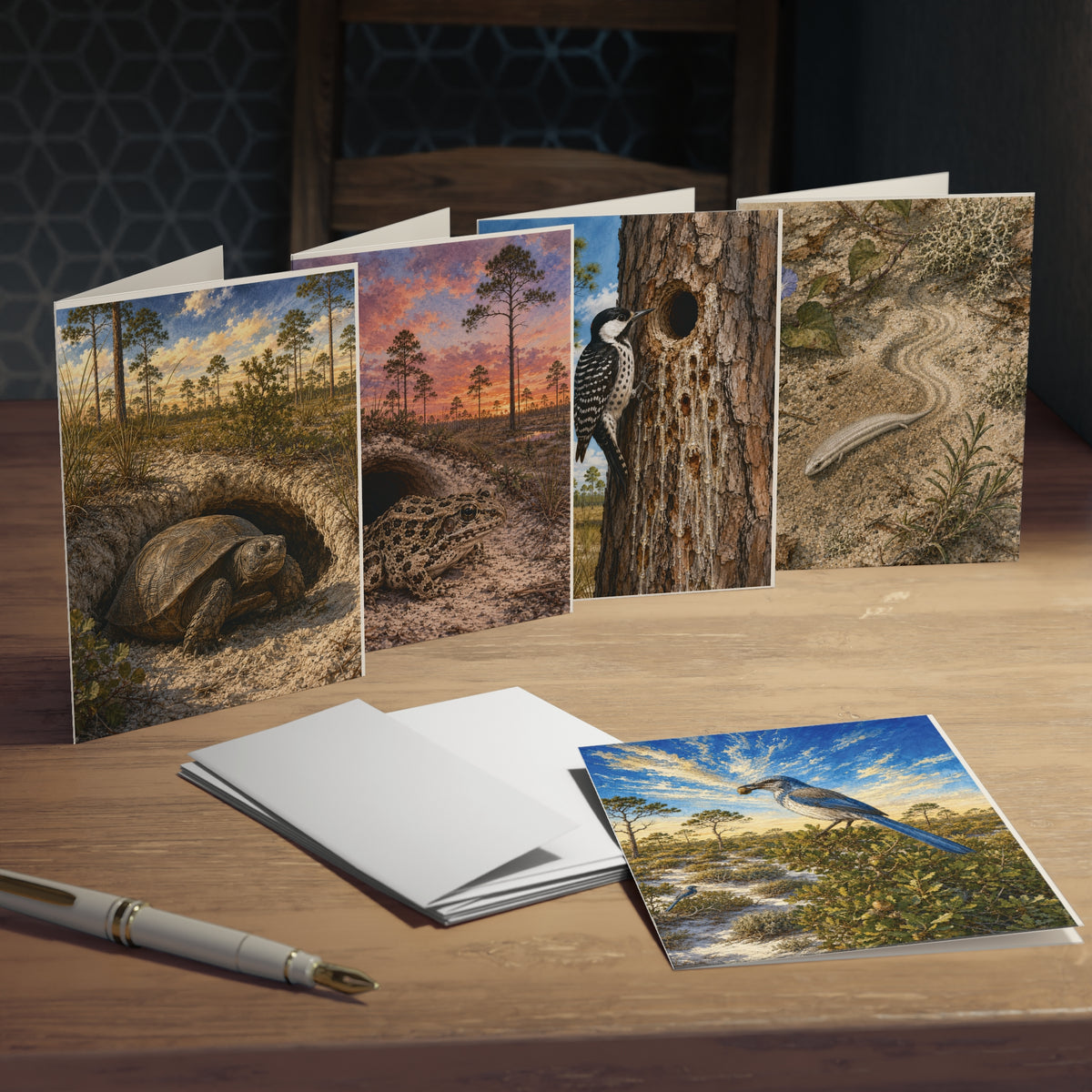Scrub & Sandhill — Five Florida Wildlife Greeting Cards, Blank Inside