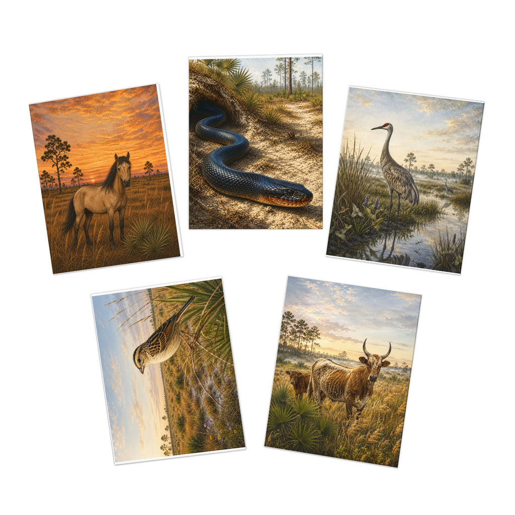 Pine, Prairie & Pasture — Five Florida Wildlife Greeting Cards, Blank Inside