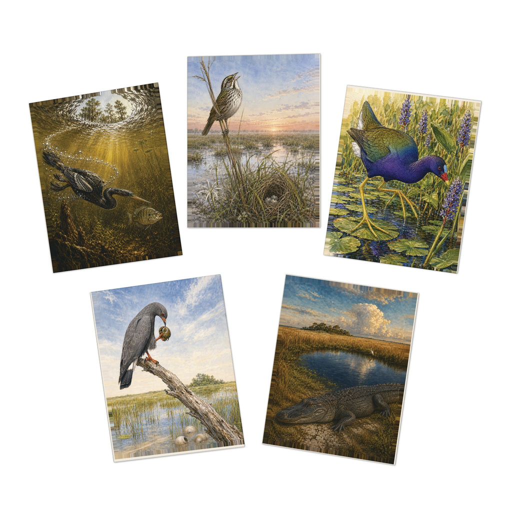 Everglades — Five Florida Wildlife Greeting Cards, Blank Inside