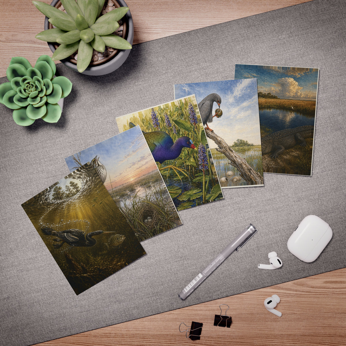 Everglades — Five Florida Wildlife Greeting Cards, Blank Inside